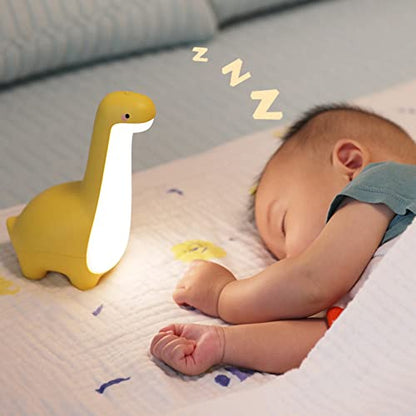 Cute Dinosaur Night Light, Brightness Adjustable Baby Bedside Night Lamp USB Recharging, Nursery Room Decor Kids Toddlers Night Light, Dinosaur Gifts for Birthday, Christmas, Green