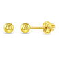 18k Yellow Gold Classic Ball Safety Screw Back Stud Earrings for Babies, Infants, Toddlers, and Little Girls 3mm-5mm - Traditional Plain Ball 18k Gold Stud Earrings for Baby Girls