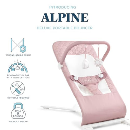 Baby Delight Alpine Deluxe Portable Bouncer, Infant, 0-6 Months, 100% GOTS Certified Cotton Fabrics, Organic Oat