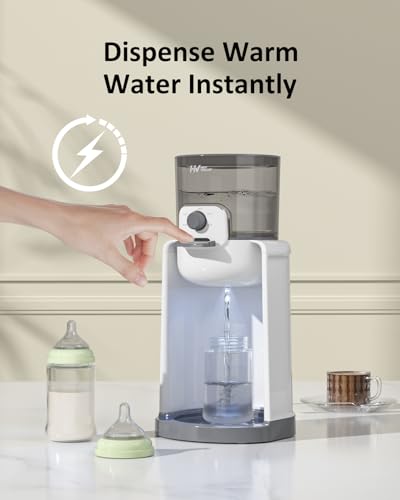 Water Warmer, HEYVALUE Baby Bottle Warmer, Formula Maker with Night Light, 4 Temperature Control & 72H Keep Warm, Detachable Tank, Instantly Dispenses Warm Water, Feed Baby More Easier and Healthier