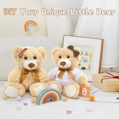 MorisMos 6Pcs Teddy Bears Bulk Baby Shower, 14inch Cute Teddy Bear Stuffed Animals Plush, Small Stuffed Bears on Centerpiece Baby Shower, White