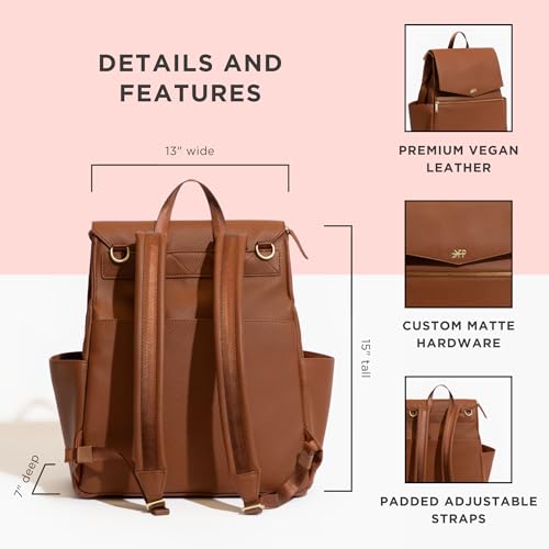 Freshly Picked Classic II Diaper Bag Backpack, Wipeable Vegan Leather With Changing Pad (Sage Green V2)