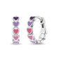 925 Sterling Silver Tiny Heart Enamel Huggie Hoop Earrings - Multicolored Heart Themed Hoops