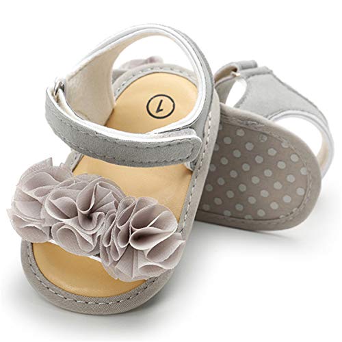 COSANKIM Infant Baby Girls Summer Sandals with Flower Soft Sole Newborn Toddler First Walker Crib Dress Shoes