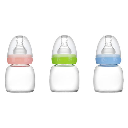 Kisangel Glass Baby Bottles, 3pcs Mini Babies Feeders Bottles 60ml with for Newborn Essentials Travel Outdoor, Pink Green Blue
