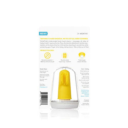 Frida Baby Grow-with-Me Baby Toothbrush Training Set | Infant to Toddler Toothbrush 0-12 months, Cleans All Sides at Once, Oral Care for Sensitive Gums | Yellow