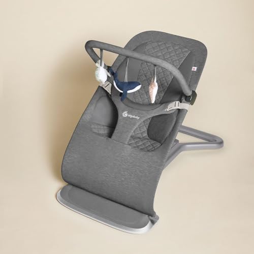 Ergobaby Evolve 3-in-1 Mesh Bouncer, Adjustable Multi Position Baby Bouncer Seat, Fits Newborn to Toddler, Grey Mesh