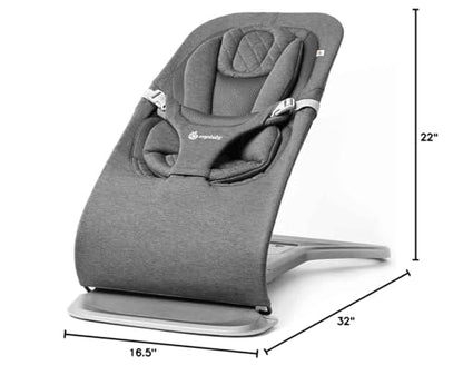 Ergobaby Evolve 3-in-1 Mesh Bouncer, Adjustable Multi Position Baby Bouncer Seat, Fits Newborn to Toddler, Grey Mesh
