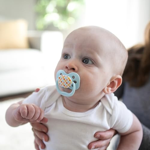 Dr. Brown's Advantage Glow-in-the-Dark Baby Pacifier, Fully Symmetrical Soother with Soft Silicone Bulb, Lavender Love-Coral Ocean, 0-6m, BPA Free, 4 Pack