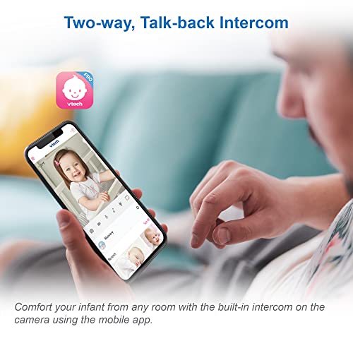 VTech RM9751 Yellow Daisy Smart Wi-Fi Baby Camera, iOS & Android Enabled, 1080p Full HD, Privacy Mode Cover, Night Light, Soothing Sounds & Lullabies, Two-way Intercom,Temperature Sensor, Night Vision