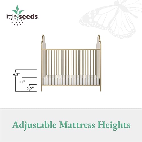 Little Seeds Piper Upholstered Metal Crib, Gold