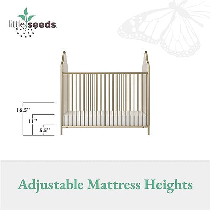 Little Seeds Piper Upholstered Metal Crib, Gold