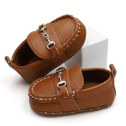 First Walking Shoes for Baby Boys Delightful Solid Color Slip-On Loafers, Lightweight, Non-Slip Flat