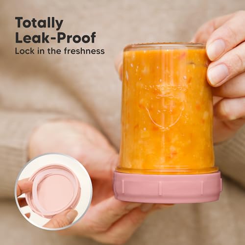 KeaBabies 4pk 8oz & 4pk 4oz Glass Baby Food Containers with Lids - Leak-Proof,Microwavable Small Glass Jars,Baby Purees & Toddler Snack Storage Containers,BPA-Free,Dishwasher & Freezer Safe(Musk Dusk)