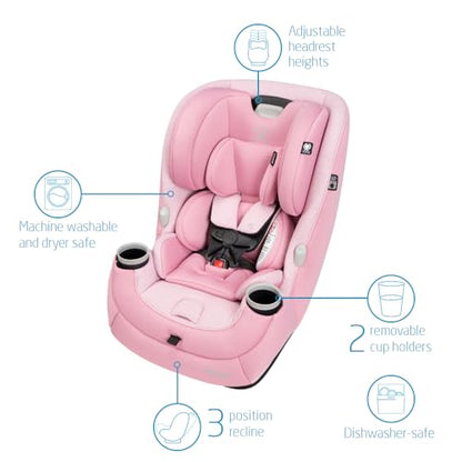 Maxi-Cosi Pria All-in-One Convertible Car Seat, Rear Facing Car Seat for Infants from 4-40 lbs, Forward Facing Car Seat up to 100 lbs in Booster Seat Mode, Rose Pink Sweater