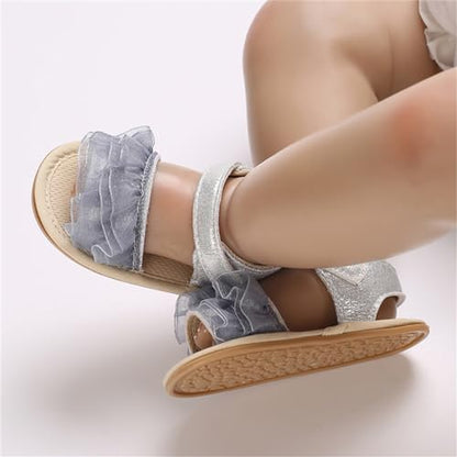 COSANKIM Baby Girl Sandals Rubber Sole Summer Outdoor Infant First Walker Crib Dress Shoes Baby Sandals