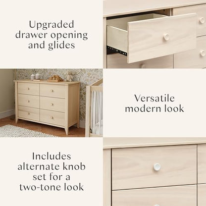 Babyletto Sprout 3-Drawer Changer Dresser with Removable Changing Tray in Washed Natural and White, Greenguard Gold Certified