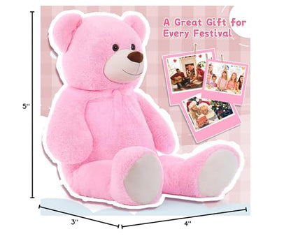51 inch Big Teddy Bear Cute Giant Stuffed Animals Soft Plush Toy for Girlfriend Kids for Birthday Christmas Valentine's Day