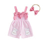 Boho Baby Girl Clothes Summer Toddler Tank Romper Sleeveless Bowknot Ruffle Overalls Jumpsuit Shorts With Headband