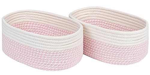 CubesLand Off White Small Storage Baskets for Shelves, Closet Organization Storage Bins Empty Gift Basket Baby Nursery Woven Baskets for Organizing, Rectangular Clothes Closet Shelves Baskets 3 Packs