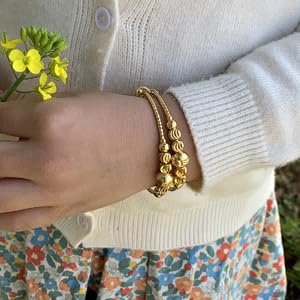 Ethlyn 2Pcs/Lot Kids Jewelry Gold Plated Adjustable Beads Bracelet Bangle Birthday Christmas Gifts for Girls 4years old