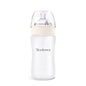Yooforea Silicone Coated Glass Baby Bottle, 0M+ Slow Flow Nipple I Anti-Colic, Wide Neck, Stable Base I Medical-Grade Silicone Coating for Shatter Protection, BPA BPS PVC Free (3 Ounce-Honey)