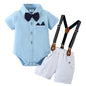 YALLET Baby Boy Clothes Suit Newborn Infant Gentleman Outfits, Formal Dress Shirt+Bowtie+Suspender Shorts Wedding Party Set