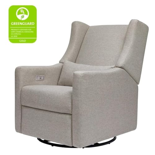 Babyletto Kiwi Electric Power Glider Recliner Nursery Chair w/ USB Ports - Water & Stain Resistant Glider Rocking Chair for Nursery - GREENGUARD Gold Certified Swivel Rocker Recliner Chair - Cream
