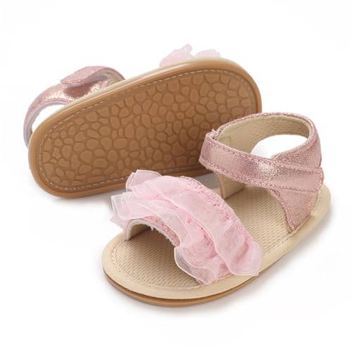 COSANKIM Baby Girl Sandals Rubber Sole Summer Outdoor Infant First Walker Crib Dress Shoes Baby Sandals