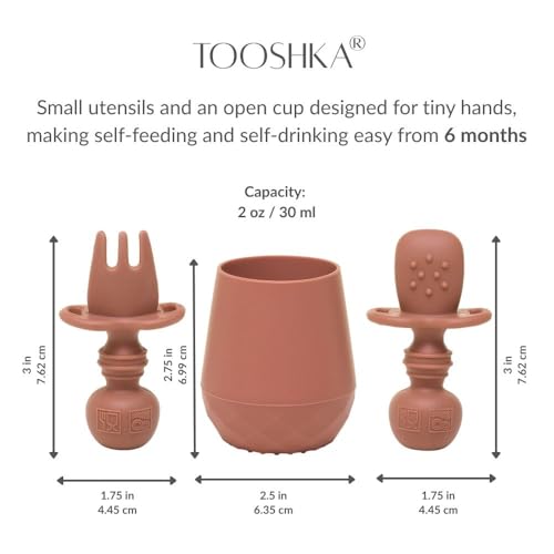 Tooshka® | Set of Four Tiny Cups | Baby-Led Weaning Essentials for Toddlers 6+ Months of Age | BPA, Lead, & Phthalate Free
