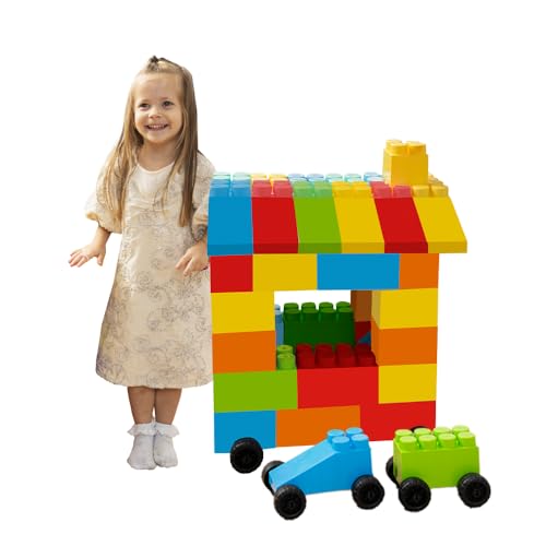 Giant Plastic Blocks Jumbo, Big Blocks, Jumbo Blocks, Big Building Blocks Jumbo, Giant Blocks, Huge Blocks, Jumbo Building Blocks, 86 Pieces Large Blocks for Kids Ages 1 to 8 86 pcs blocks with wheels