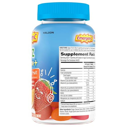 Emergen-C Kidz Daily Immune Support Dietary Supplements, Flavored Gummies with Vitamin C and B Vitamins for Immune Support, Berry Bash - 44 Count