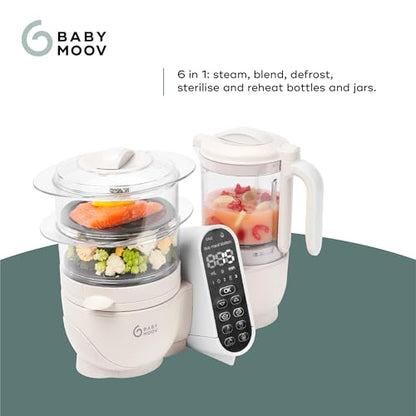 Babymoov Duo Meal Station 6 in 1: Multi-Speed Baby Food Maker Steamer and Puree Blender, Baby Food Processor that warms & defrosts (Nutritionist Approved), Mineral Beige