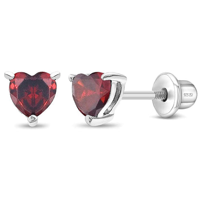 925 Sterling Silver Girls CZ Heart Hypoallergenic Safety Screw Back Earrings - Adorable 5mm Heart Earrings for Young Girls - Great Jewelry for Everyday Wear for Toddlers to Teens