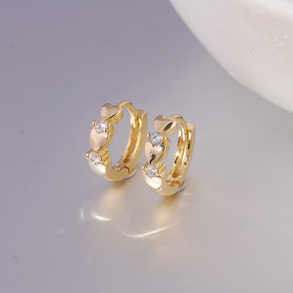 CiNily 14K White Gold Plated Small Hoop Earrings for Women Girls Heart Cubic Zirconia Hypoallergenic Earrings