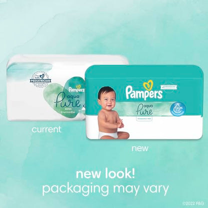 Pampers Baby Wipes Aqua Pure, 99% water-based wipes, Hypoallergenic and Unscented Infant Wipe, 896 Total (16 Flip-Top Packs)