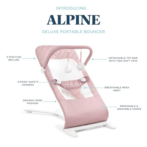 Baby Delight Alpine Deluxe Portable Bouncer, Infant, 0-6 Months, 100% GOTS Certified Cotton Fabrics, Organic Oat