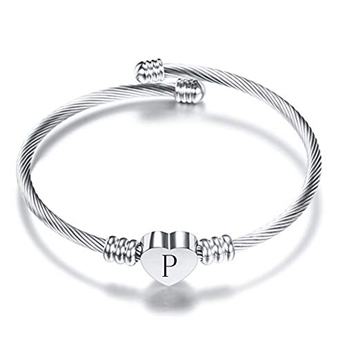 VQYSKO Gold Bracelets for Girls-A to Z Stainless Steel Heart Initial Girl Jewellery, Birthday Gifts for Girls