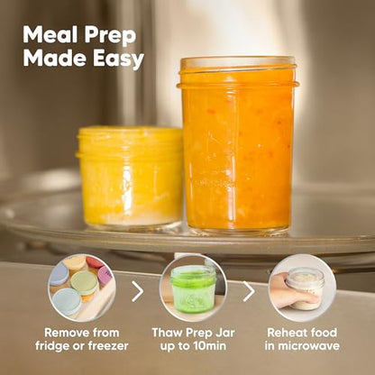 KeaBabies 4pk 8oz & 4pk 4oz Glass Baby Food Containers with Lids - Leak-Proof,Microwavable Small Glass Jars,Baby Purees & Toddler Snack Storage Containers,BPA-Free,Dishwasher & Freezer Safe(Musk Dusk)