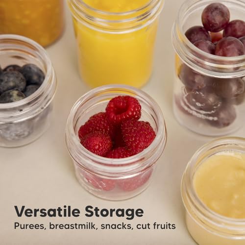 KeaBabies 4pk 8oz & 4pk 4oz Glass Baby Food Containers with Lids - Leak-Proof,Microwavable Small Glass Jars,Baby Purees & Toddler Snack Storage Containers,BPA-Free,Dishwasher & Freezer Safe(Musk Dusk)