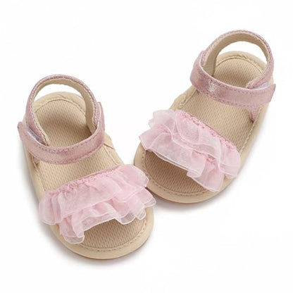 COSANKIM Baby Girl Sandals Rubber Sole Summer Outdoor Infant First Walker Crib Dress Shoes Baby Sandals