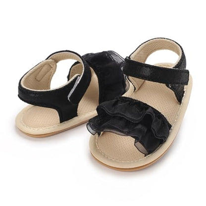 COSANKIM Baby Girl Sandals Rubber Sole Summer Outdoor Infant First Walker Crib Dress Shoes Baby Sandals