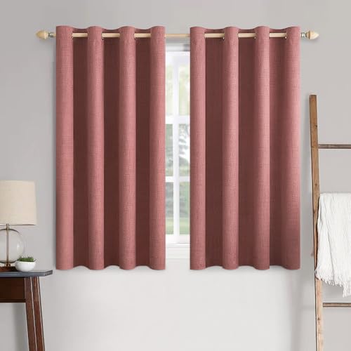 MIULEE 100% Blackout Linen Textured Curtains for Bedroom Solid Thermal Insulated Natural Beige Grommet Room Darkening Curtains & Drapes Luxury Decor for Living Room Nursery 52 x 84 Inch (2 Panels)