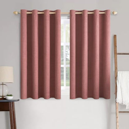 MIULEE 100% Blackout Linen Textured Curtains for Bedroom Solid Thermal Insulated Natural Beige Grommet Room Darkening Curtains & Drapes Luxury Decor for Living Room Nursery 52 x 84 Inch (2 Panels)