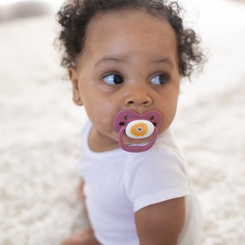 Dr. Brown's Advantage Glow-in-the-Dark Baby Pacifier, Fully Symmetrical Soother with Soft Silicone Bulb, Lavender Love-Coral Ocean, 0-6m, BPA Free, 4 Pack