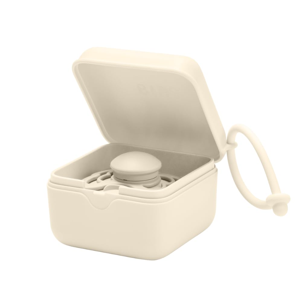 BIBS Pacifier Box with Loop for Storing & Carrying Soothers | 100% BPA Free Material | Designed & Made in Denmark | Vanilla