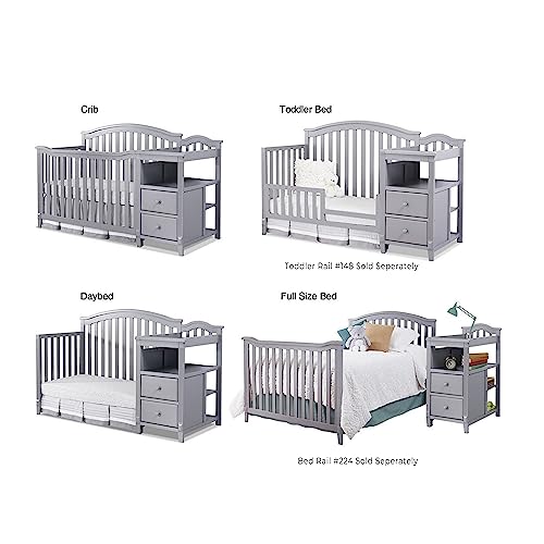 SORELLE FURNITURE Berkley Crib and Changer with Slat Panel Back Classic -in- Convertible Diaper Changing Table Non-Toxic Finish Wooden Baby Bed Toddler Childs Daybed Full-Size Nursery - White