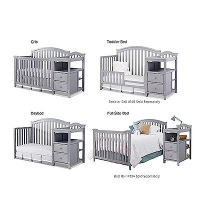SORELLE FURNITURE Berkley Crib and Changer with Slat Panel Back Classic -in- Convertible Diaper Changing Table Non-Toxic Finish Wooden Baby Bed Toddler Childs Daybed Full-Size Nursery - White