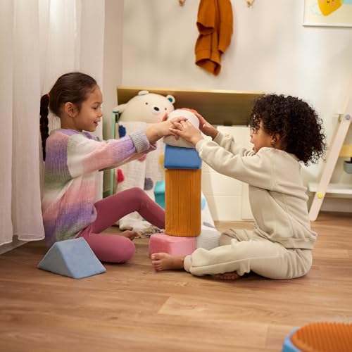 B. Toys Soft Fabric Building Blocks for Toddlers - Educational Alphabet Blocks with Textured Shapes - Stack & Play ABC Blocks for 6 Months+