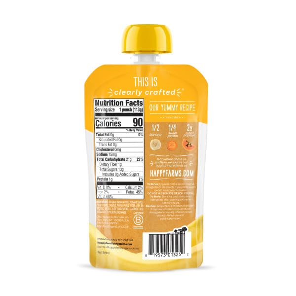 Happy Baby Organic Baby Food, Apples, Blueberries & Oats, 4 Oz